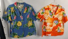 Vintage TWO Hilo Hatti Womans Floral Hawaiian Short Sleev Blouses XXL