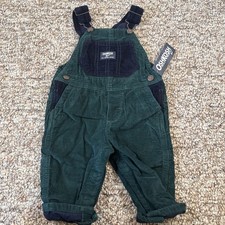 OshKosh B'gosh Green Blue Cordury Cotton Overalls Size 9M Baby Outfit New