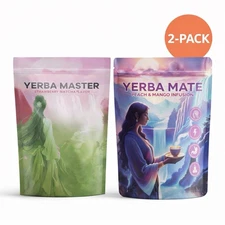 Yerba Mate Drink Mix 2PACK Bundle – Strawberry Matcha + Peach & Mango Infusion