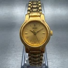 Seiko Watch Women 20mm Gold Dial Gold Tone Round V401-0289 Vintage New Battery