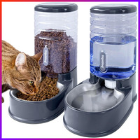 Futterautomat 3,8L FüR Hunde Katzen Reise Futter- Und Wasserspender Grau
