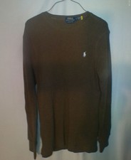 Polo Ralph Lauren Waffle-Knit Brown Crew Neck Long Sleeve Sweater Men's Size L