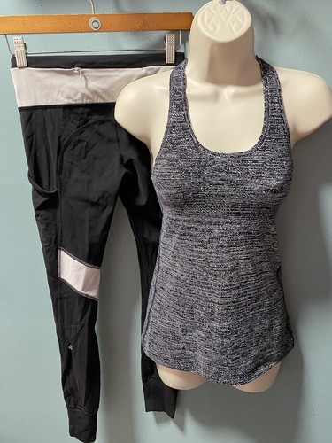 Lululemon Womens Size 2/4 Cool Racerback Tank Top/Speed Leggings Lot Of 2 *Re