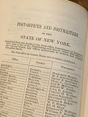 1871 Post Offices & Postmasters, New York ~ Brooklyn, Flatbush, Queens, Albany