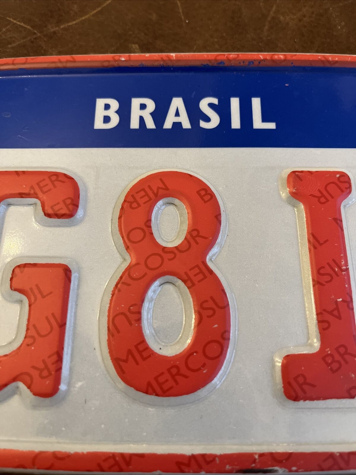 Brazil 🇧🇷 Brazilian ￼BRASIL License Plate. MERCOSUL Tag. Excellent  Condition