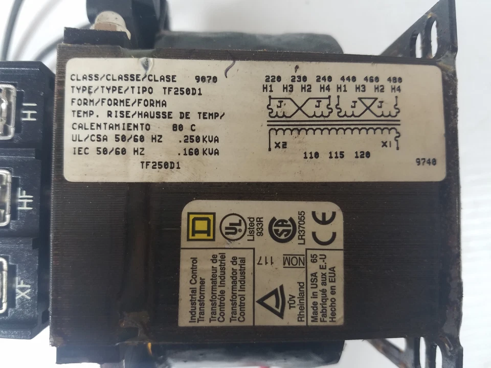 Square D TF250D1 Industrial Control Transformer - Image 2 of 2