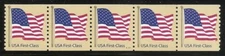 US Scott 4131 (41c) Flag PNC strip of 5, plate #S1111, part 2nd back # see scans