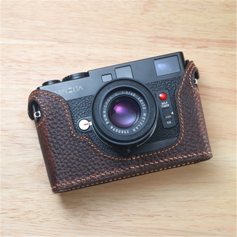 Genuine Leather Half Case for Minolta CLE Camera Retro Handmade
