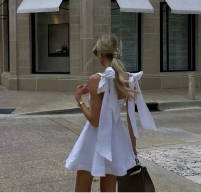 Absolutely Stunning! Dissh White Linen Bow Dress US 8 AU 12