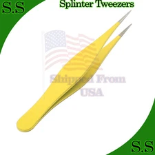 Tweezer for Ingrown Hair - Precision Sharp Needle Nose Pointed Tweezers Yellow
