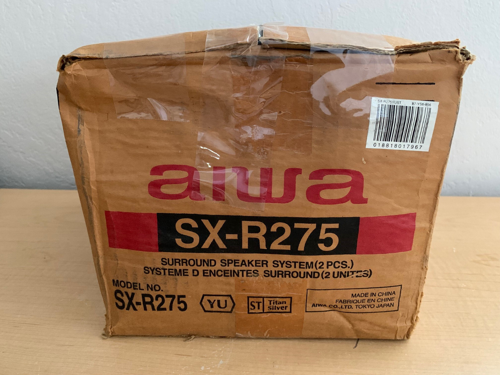 NEW Aiwa Speaker System Pair SX-R275 40W Surround Sound Home Black & Silver