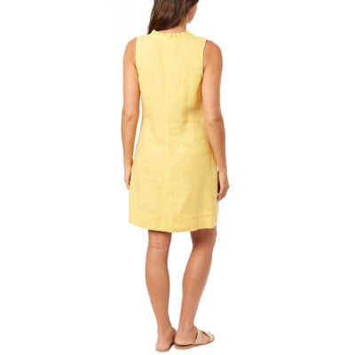 Briggs Ladies' Ruffle V-Neck Linen Blend Dress, Tan - L | eBay