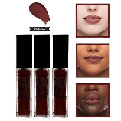 3 Pack Maybelline New York Vivid Matte Liquid Lipstick Lip Color 37 Coffee Buzz