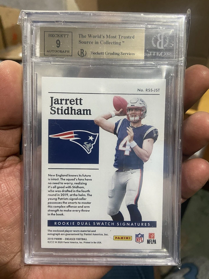 Jarrett Stidham 2018 Panini Encased RPA Dual RC 4 COLOR PATCH AUTO 3/9 BGS 9.5 - Image 2 of 2