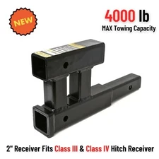 4000lb Dual Hitch Extension 2" Receiver Tow Trailer Haul Bike Rack Cargo Carrier