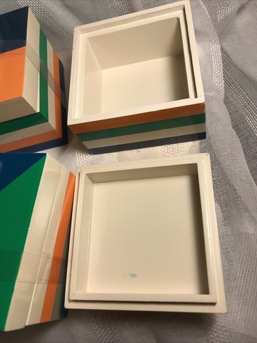 TRINKET BOXES 1-2-3 NEW COLORFUL COASTAL COLORS WITH LIDS Home Decor SALE! - Picture 5 of 8