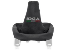 PER FIAT IDEA 2003-2012 CUFFIA LEVA CAMBIO PELLE NERA RICAMO GRIGIO Italia