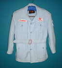 Vtg 1976 Montreal Olympics Photojournalist Safari Style Jacket Blue Patches Sz L