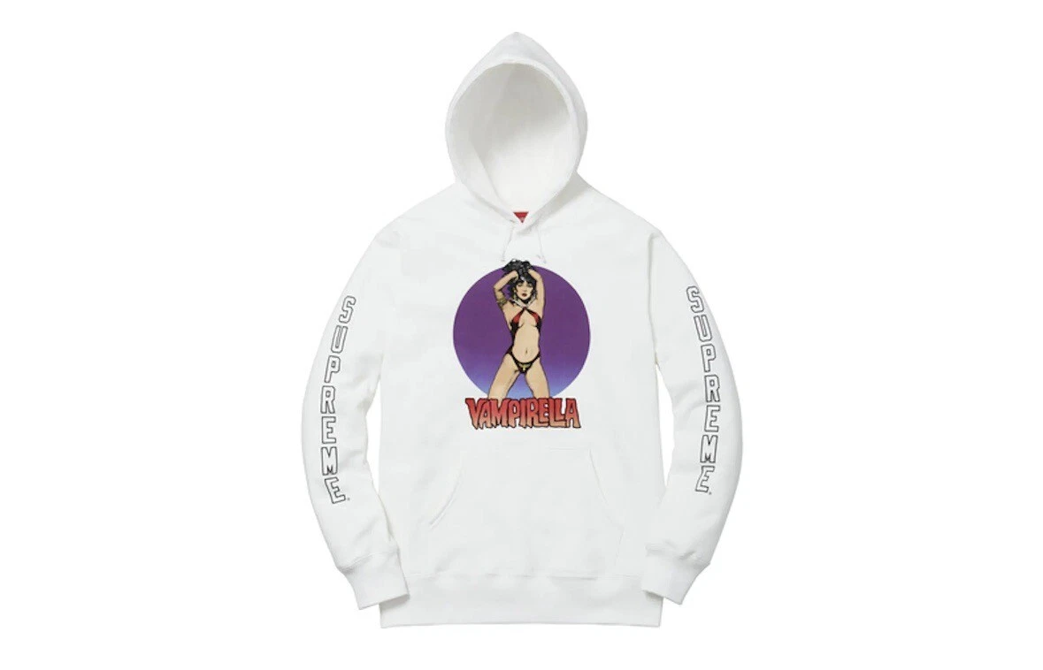 Sweat shirt à capuche Supreme Vampirella taille moyenne authentique d'occasion blanc cassé