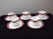 Vintage Set of 5 Demitasse Tea Cups Saucers