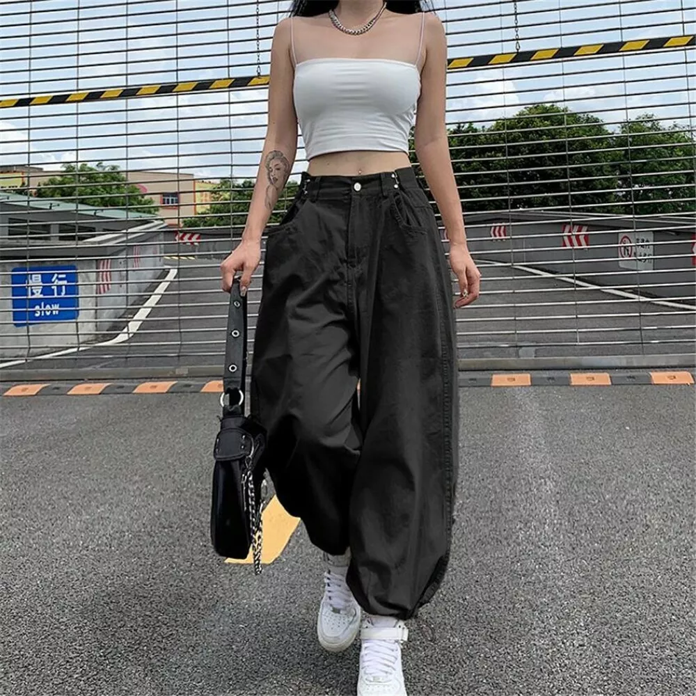 Women Baggy Loose Sports Pants Hip Hop Trousers Joggers Streetwear