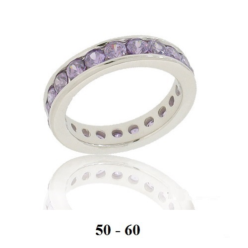 Alliance éternité T60 Sertie D'améthystes - Argent 925 Rhodié - Dolly-Bijoux - Neuf