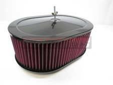 Black Oval 12x4 Tall Air Cleaner Kit Red Washable 5-18 Carb Street Hot Rod