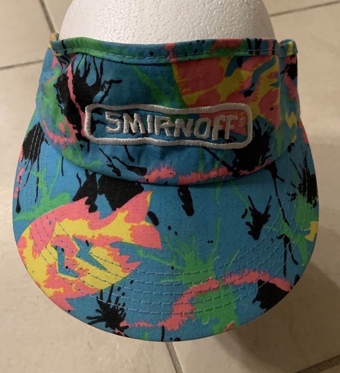 Rare 1990s Vintage Smirnoff Visor Hat Adjustable Splatter  display picture 1