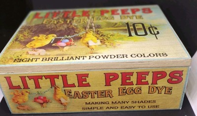 Bethany Lowe Style Wooden Easter Box Little Peeps Egg Dye 7'' X 5'' X 2 1/2''