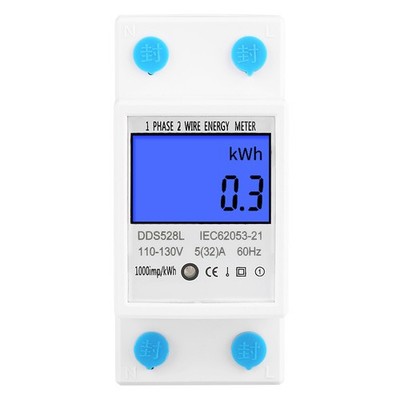 5 32A 110 130V 60Hz LCD Backlight Single Phase Energy KWh Meter DIN Rail Mou SET