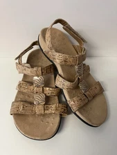 Vionic Amber Gold Cork Strappy Adjustable Sandal Comfort Shoe Women’s Size 7