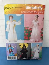 ANGEL/PRINCESS/PRAIRIE/GYPSY/WITCH GIRL'S COSTUMES Simplicity 2845 Sz 2- 12