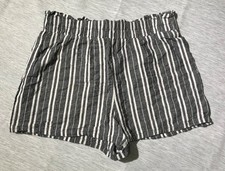 Wild Fable, L, Gray/White 99 Cotton, Striped Pull On Elastic Waist Shorts