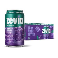 Zevia Zero Sugar Soda, Grape, 12 oz Cans 8-Pack Naturally Sweetened, Non-GMO