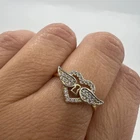 1.80Ct Round Cut Real Moissanite Heart with Wings Ring 14K Yellow Gold Plated