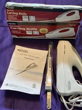 Kitchen Gourmet Electric Carving Knife White Model 803781 Stainless Steel Blades