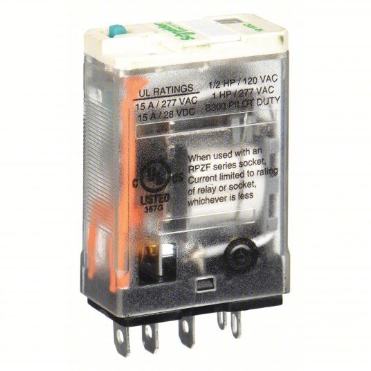 SCHNEIDER RPM12JD General Purpose Relay: Socket Mounted, 15A 12V DC 5 Pins