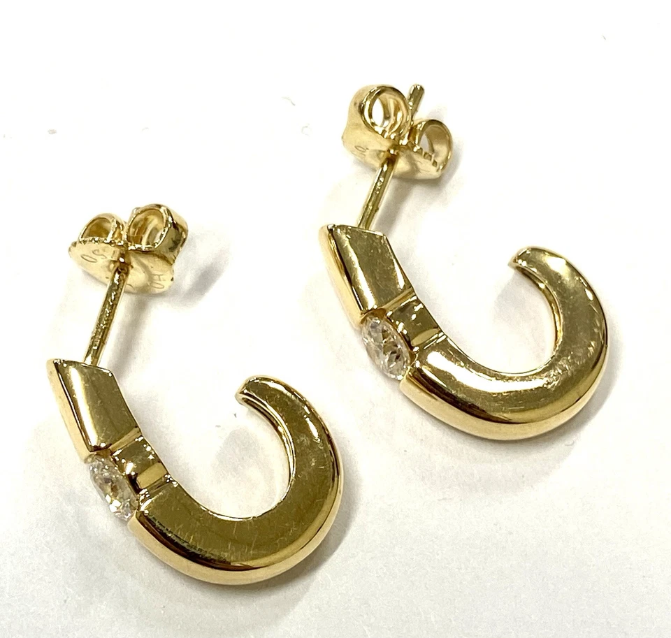 Pendientes de soledad de oro amarillo de 18k Hearts On Fire postes .47 tcw Foto 2 de 4