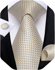 Mens Solid Color Tie and Pocket Square Set Woven Silk Plain Necktie  Handkerchi