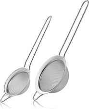 2 Pack Fine Mesh Strainers, Mini Stainless Steel Strainer with Handle for Kitche