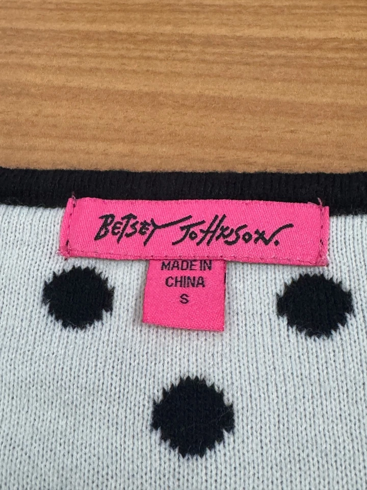 Платье-свитер Betsey Johnson черно-белое в горошек без рукавов покрой с широкой юбкой размер S - Изображение 4 из 4