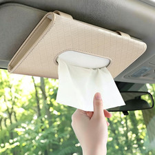 Car Tissue Holder, Universal Auto Napkin Case Beige