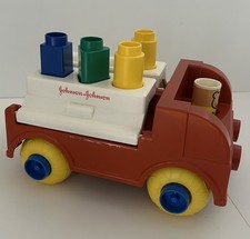 Vintage Johnson & Johnson Stack & Big Fire Truck Toy Made in USA 1983; +5 shapes