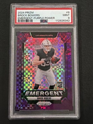2024 Panini Prizm - Emergent Brock Bowers #8 Purple Power Prizm /49 (RC)