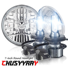 7 Halogen H4 12v Round Housing Headlight White 6500k Led Light Bulbs Pair 7 Halogen H4 12v Round Housing Headlight White 6500k Led Light Bulbs Pair