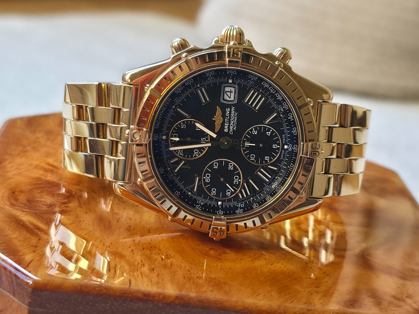 RARE BREITLING CROSSWIND CHRONOGRAPH K13055 – SOLID 18K YELLOW GOLD MENS WATCH