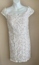 Windsor Women Cap Sleeve Off Shoulder Above The Knee White Lace Party Dress Sz 9