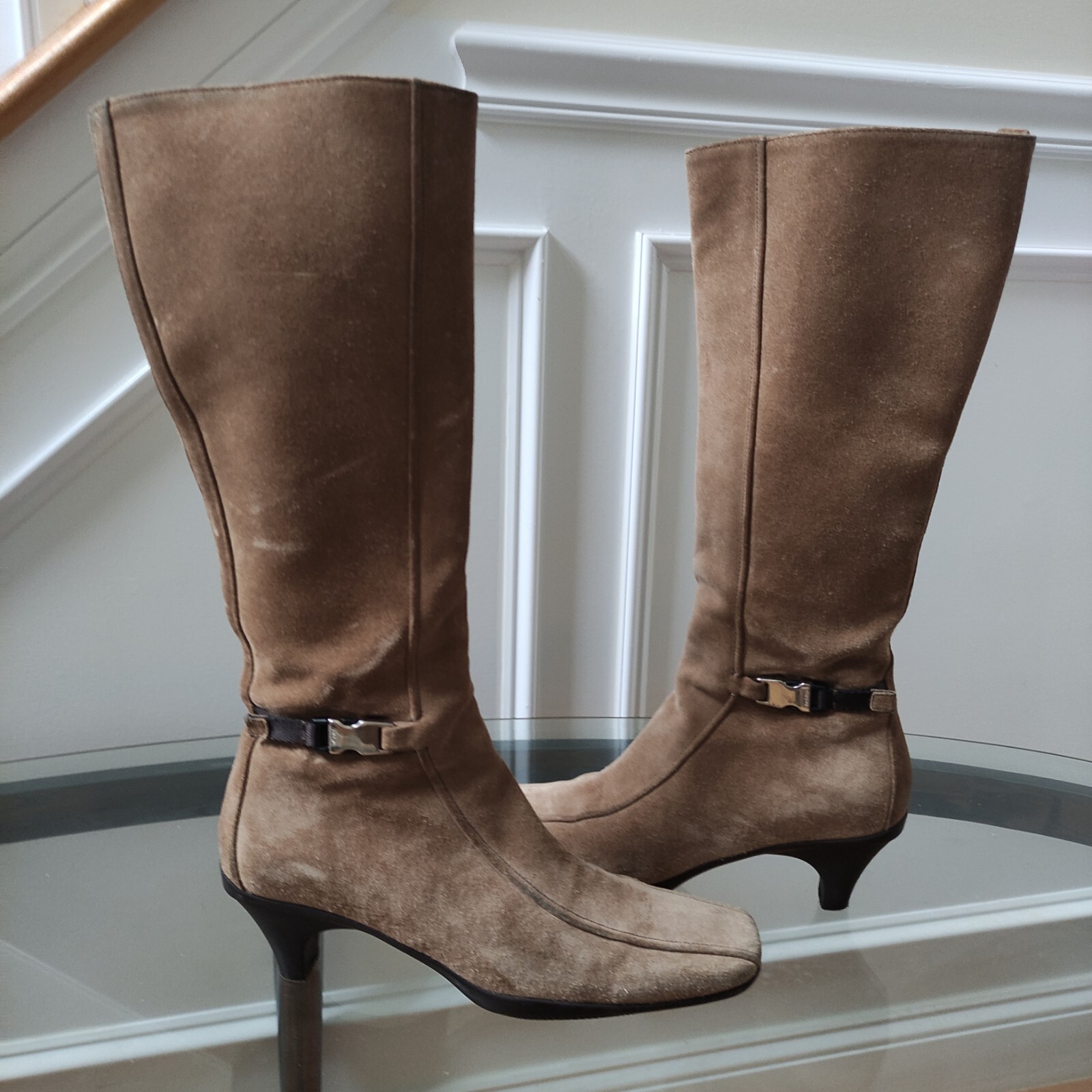 brown suede prada boots