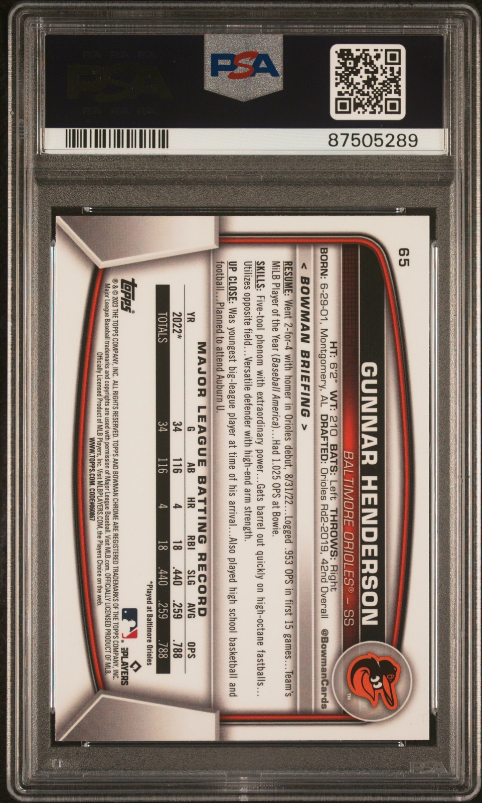 PSA 10 GUNNAR HENDERSON 2023 Bowman Chrome MEGA BOX Mojo Refractor RC GEM MINT view 3