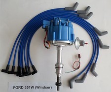 Ford 351w Windsor Blue Hei Distributor 8mm Spiral Core Spark Plug Wires Usa